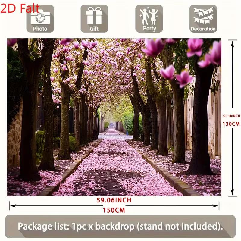 2D Spring Cherry Blossom Avenue Garage Door Decoration Floral Tree Tunnel Mural