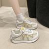 Korean version mesh lace-up little white shoes women's summer 2025 new fashion versatile and comfortable sports and leisure dad shoes