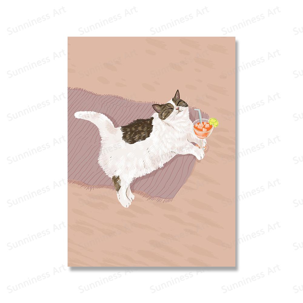 Cartoon Lustige Nette Katze Wand Kunst Leinwand Malerei Nordic Poster Und Druck Katze Liebhaber Geschenk Wand Bilder Für Wohnzimmer Hause decor