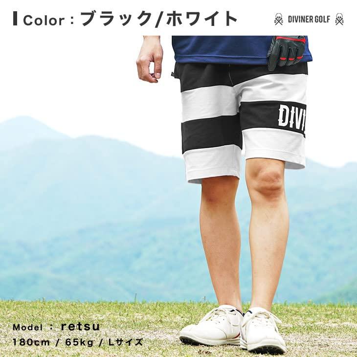 Golf Birder Stretch Above the Belt [DIVINER GOLF] Men's Shorts, Pattern, Sportswear, Material, Knee, Loops, XL, Black/White