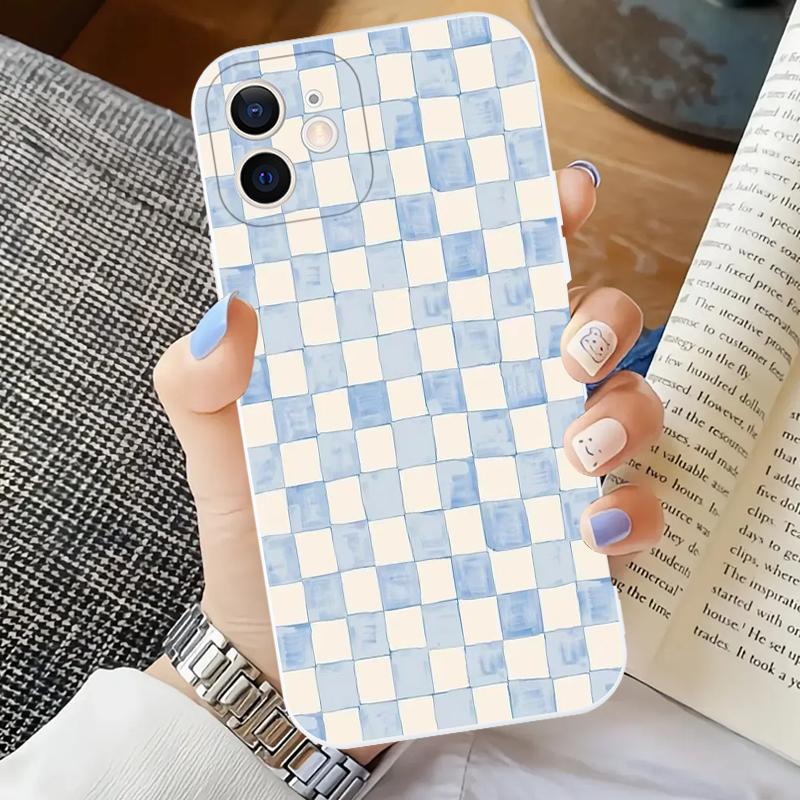 

INS Модный чехол для телефона с узором в полоску и клетку Для iPhone 17 16 15 11 12 14 13 Pro Max Mini X XS XR 7 8 Plus SE4 16e Силиконовые чехлы iPhone XR