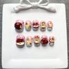 Cute Hand-Painted Press-On Nails Short Square Cat Eye Design Sweet Ins Style Nail Art Women