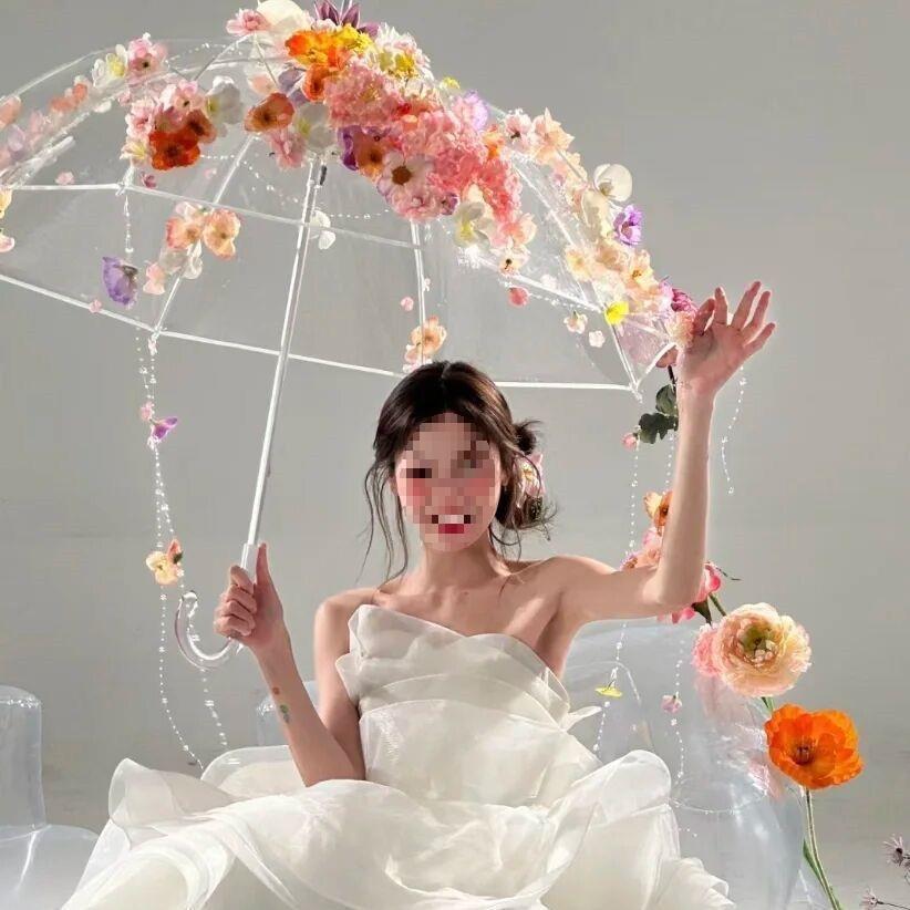 Çocuklar ve Yetişkinler İçin Orijinal Bahar Çiçekli Şemsiye - Hanfu Fotoğrafçılığı ve Podyumlar İçin İdeal.