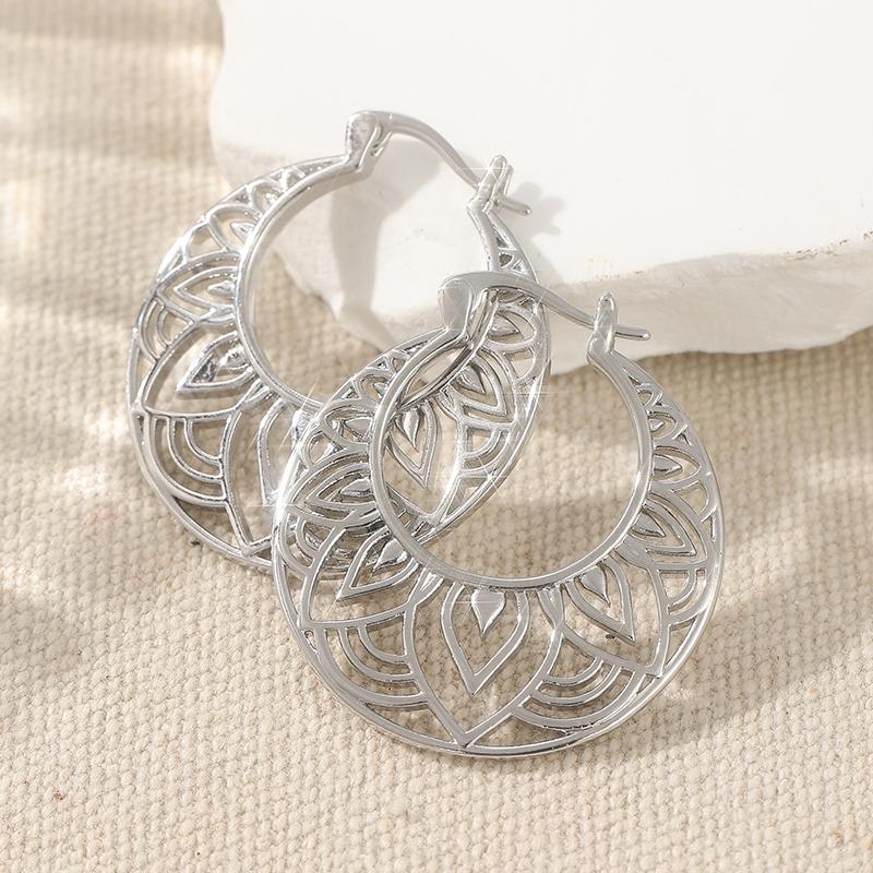 Elegant Minimalist Textured Silvery Plated Hoop Earrings for Women's  Handmade Unique Jewelry Accessories Festival Gifts