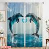 2pcs,2D Plane Printing Curtains OceanLove Polyester Easy Install (without Rod) Gifts for Living Room, Bedroom, Kitchen &