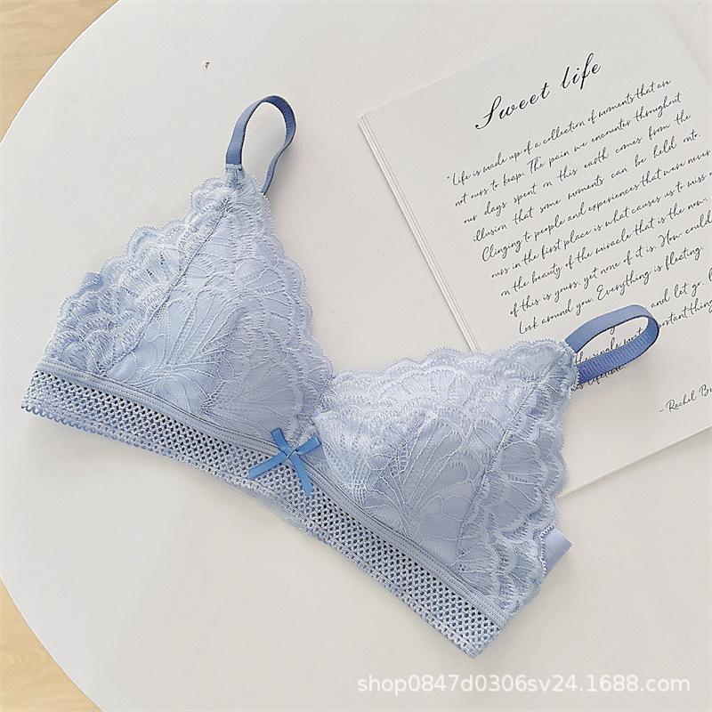 French underwear women's thin summer big breasts show small breasts gather sexy lace bra cover
