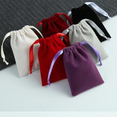 5pcs Drawstring Velvet Small Bag Cotton Microfiber Linen Jewelry Bag Drawer Paper Box Leather Paper Handle Pouch Handbag