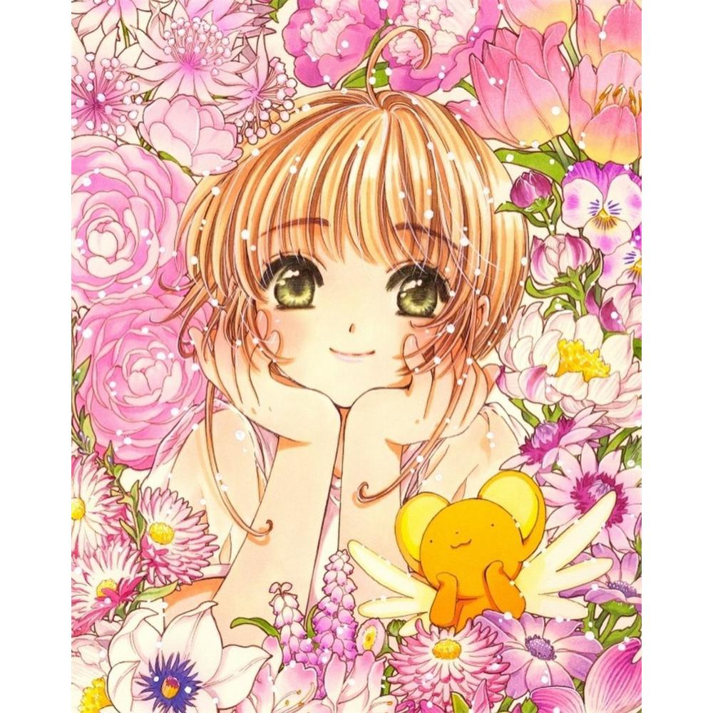 Sakura Card Captor Mosaik 5D DIY Handgefertigte Stickerei Kreuzstich Diamant Malerei Kits Runde_Quadratische Steine Rom Dekor