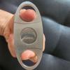 Portable Double-Blade Stainless Steel Cigar Cutter with Brushed Finish