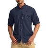 Mens Casual Solid Color Long Sleeve Fishing Button Up Shirt