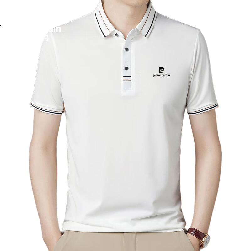 Pierre Cardin Short Sleeve T-Shirt for Men, Summer Business Polo Undershirt, Elastic Breathable Top for Young And Middle-Aged Men, Black, 3XL