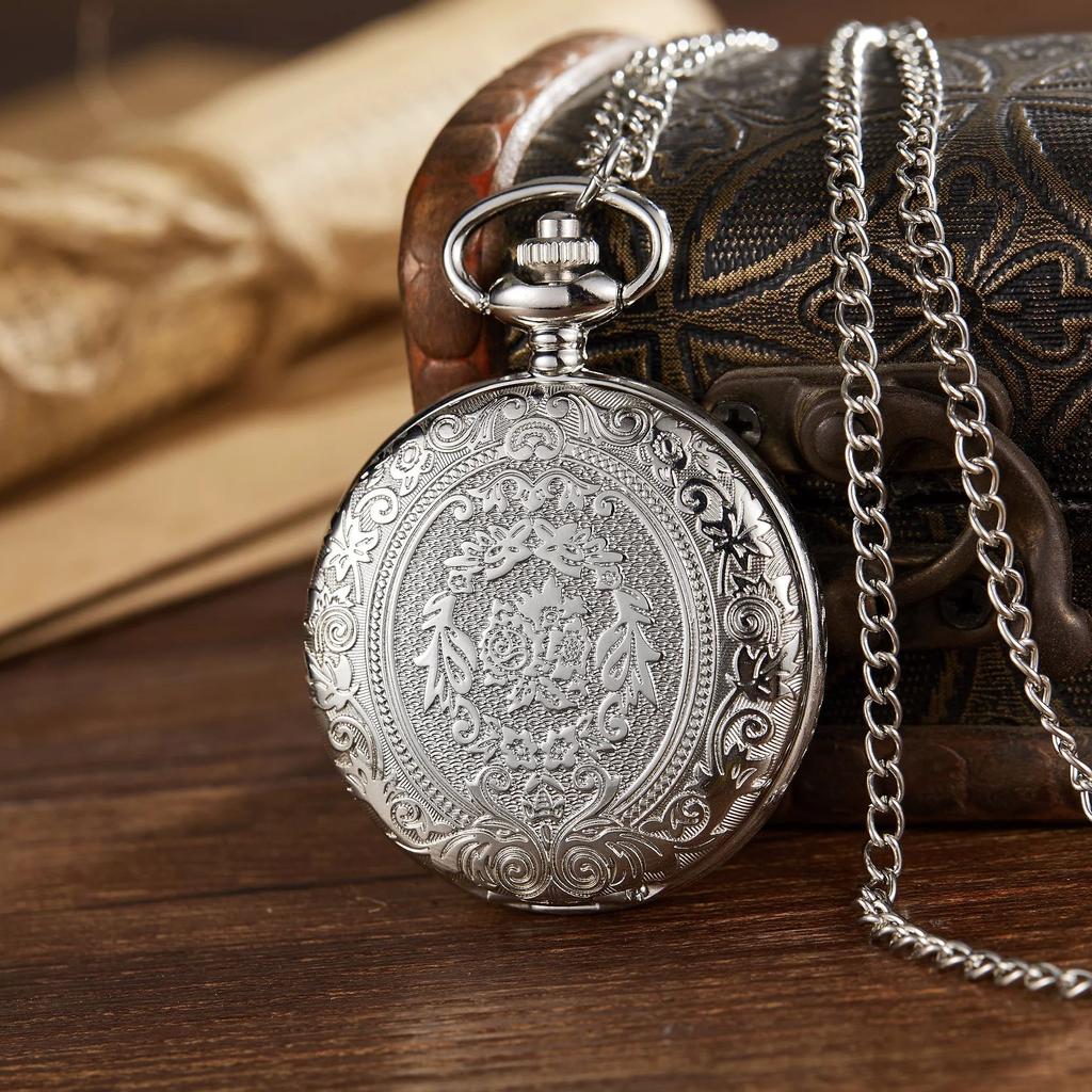 Popular Retro Antique Lightweight Chain Clock Carving Appearance Creative Gift Quartz Pocket Watch