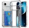 For iPhone Air Clear Case PC + TPU Phone Cover Card Holder Kickstand