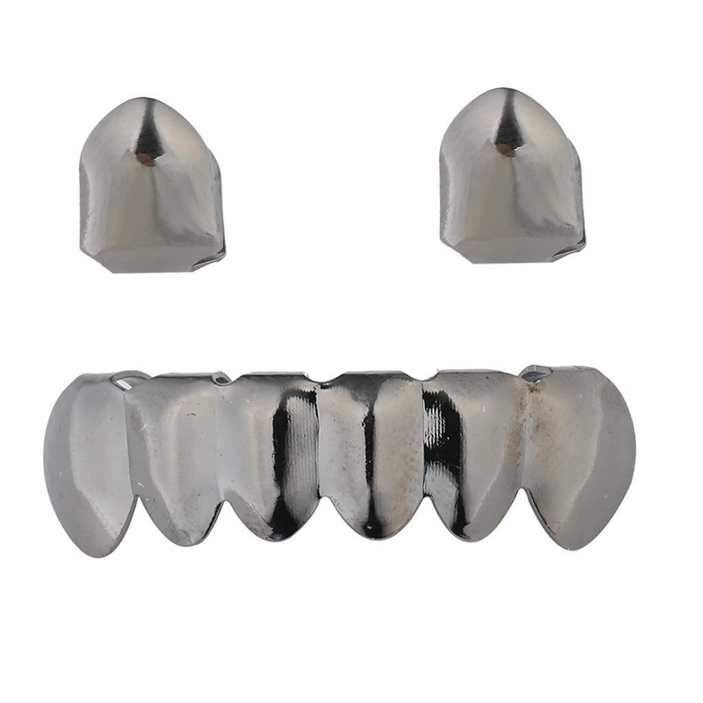 Six-Tooth Lower Jaw & Single Upper Tooth Grillz - Hip Hop Teeth Jewelry