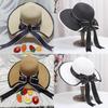 Summer Korean Style Butterfly Bow Straw Hat Large Brim Sun Hat For Beach Vacation Sun Protection