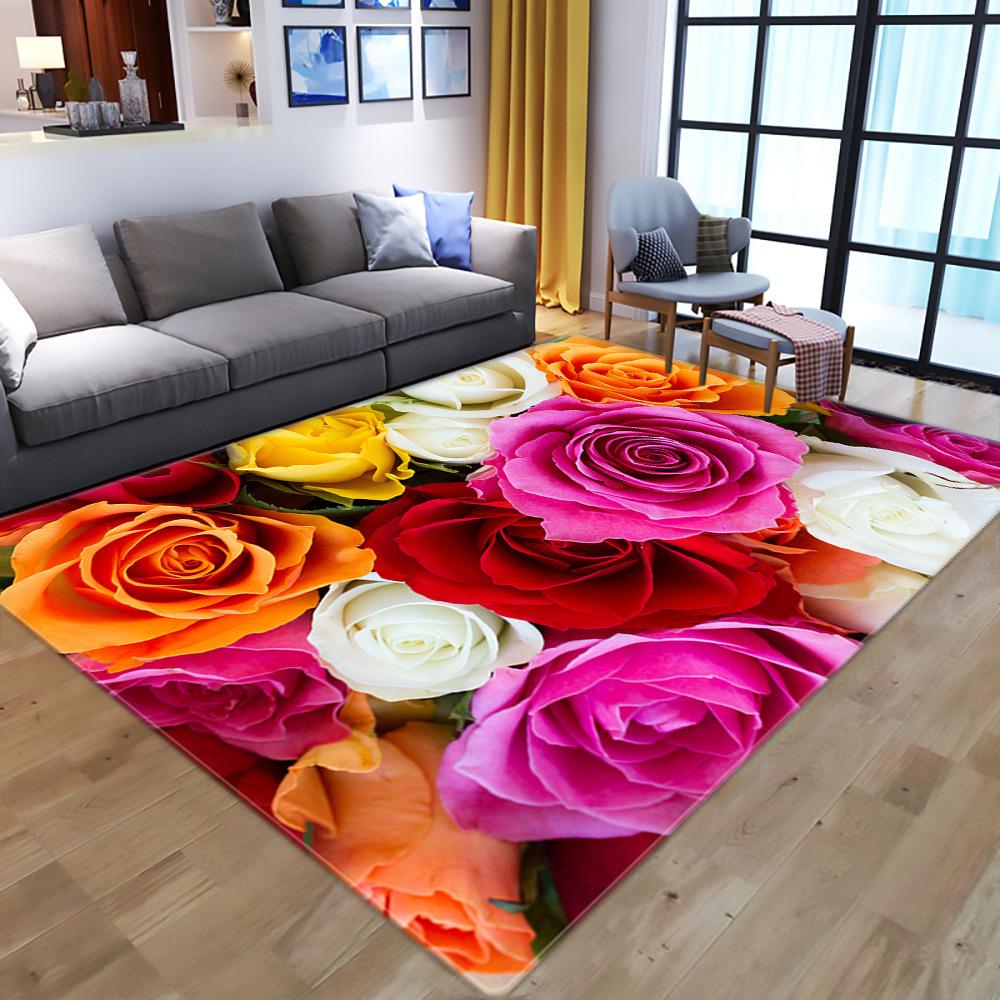 Cartoon Home Floor Mat Living Room Bedroom Carpet Rose Carpet Floor Mat