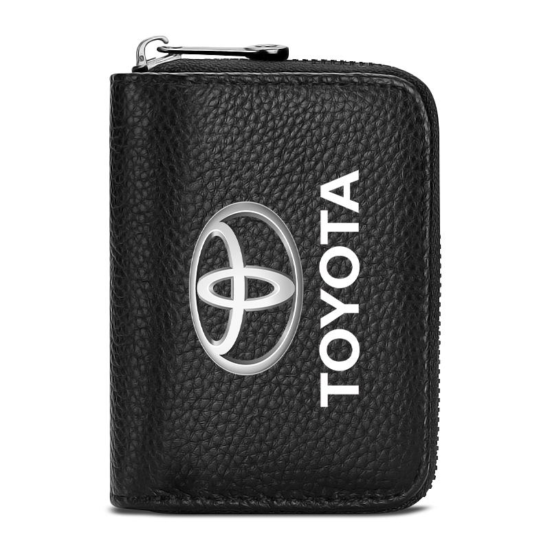 Wallet Driver License Business Card Holder Key Case for Toyota TRD GR Auris Rav4 Yaris Hilux Corolla Prius Avensis Emblem