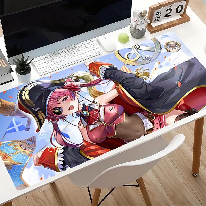 Large Gaming Mouse Pad Notbook Keyboard Pad NonSlip Computer Carpet H-hololive Houshou Marine Kawaii Desk Mat PC Gamer MousePad