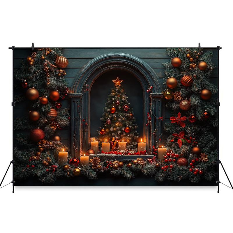 Mocsicka Christmas Tree Backdrop Photography Home Candle Wall Gift Decoration Background Props Studio Wallpaper Banner Photocall