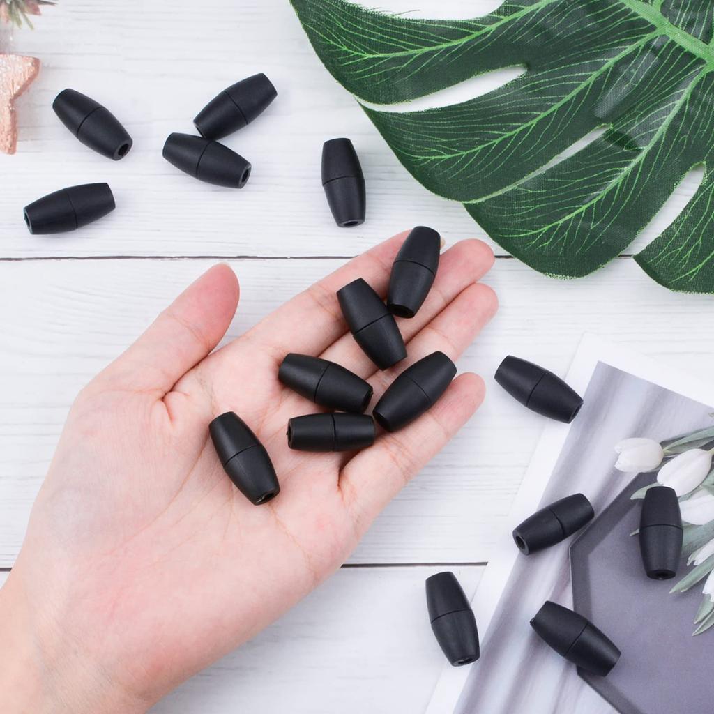 WANDIC Breakaway 100pcs Black Plastic Bead Barrel Connectors Safety Clasps Buckles for Necklaces Straps Bracelets DIY Crafts Making Clasps,
