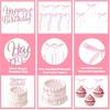 Pink Bow Cake Toppers, Happy Birthday Sign with 12 Pcs Bow Cake Decorations for Pink Ribbion Birthday Decorations Baby Shower Wedding Party Supplies