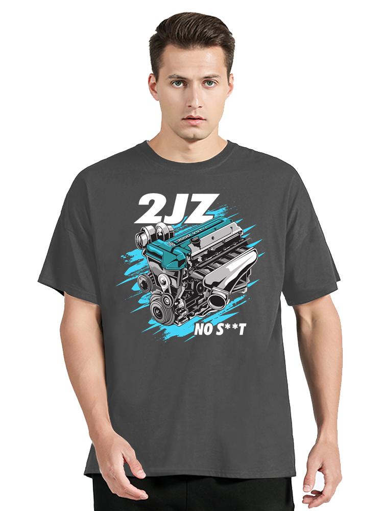 Japan Car 2JZ Engine Turbo Tuning JDM Printing T-Shirt Custom Casual Cotton O-Neck Tshirtunisex Clothing Oversized T Shirt