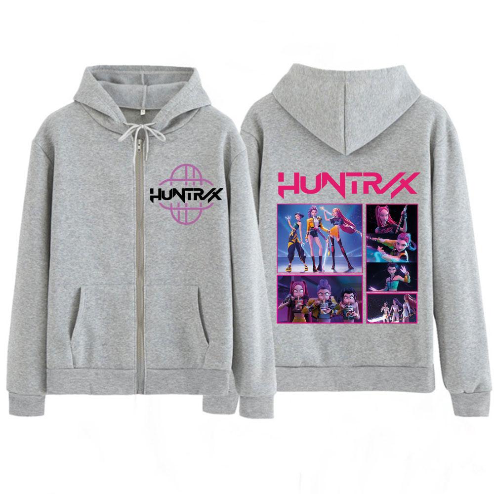 KPop Demon Hunters Huntrix Fashion Print zipper hoodie men women Aesthetic trend jacket thick casual zip up Sweatshirt Fan gifts