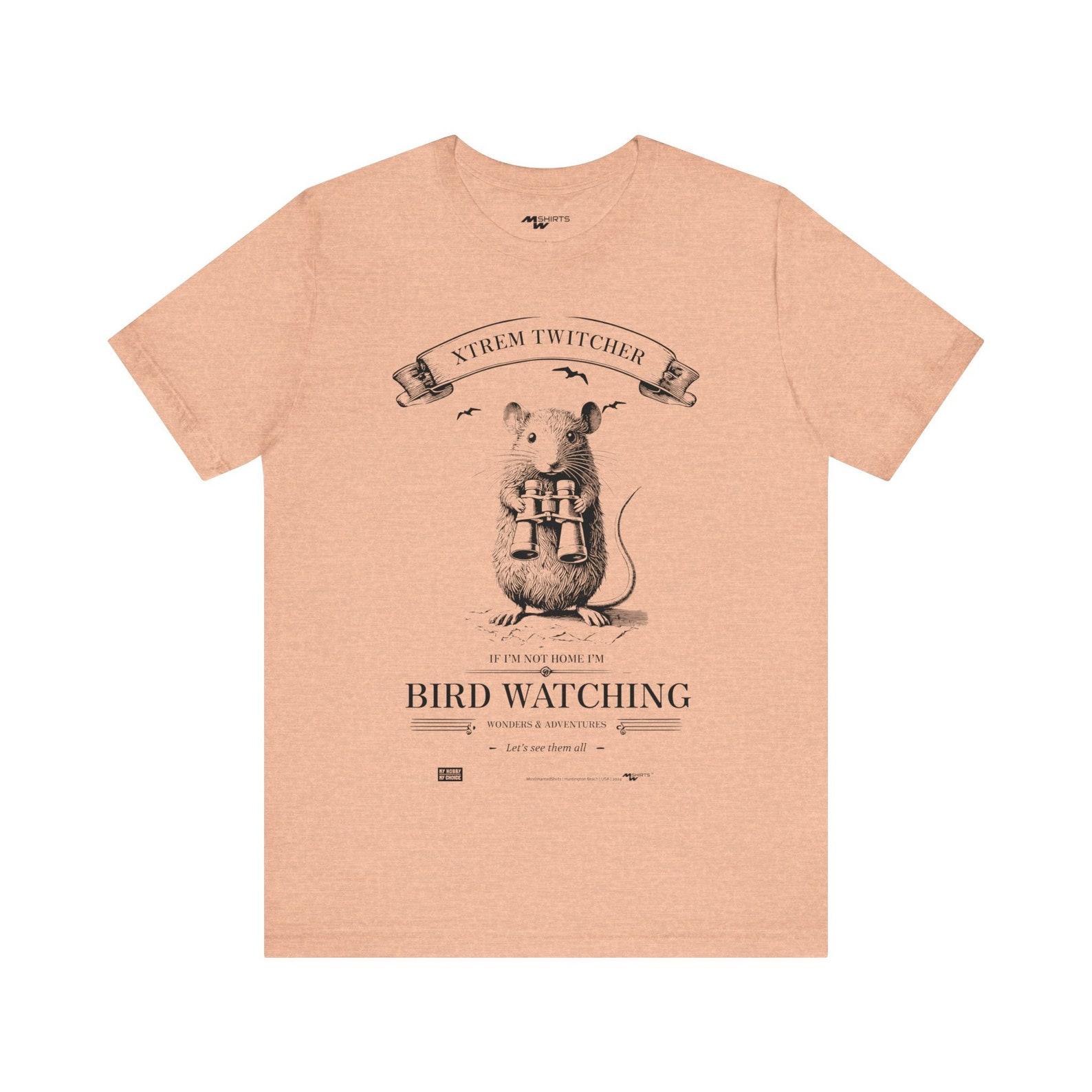 Birdwatching Mouse T-Shirt Vintage Style for Twitcher Fans Gift S