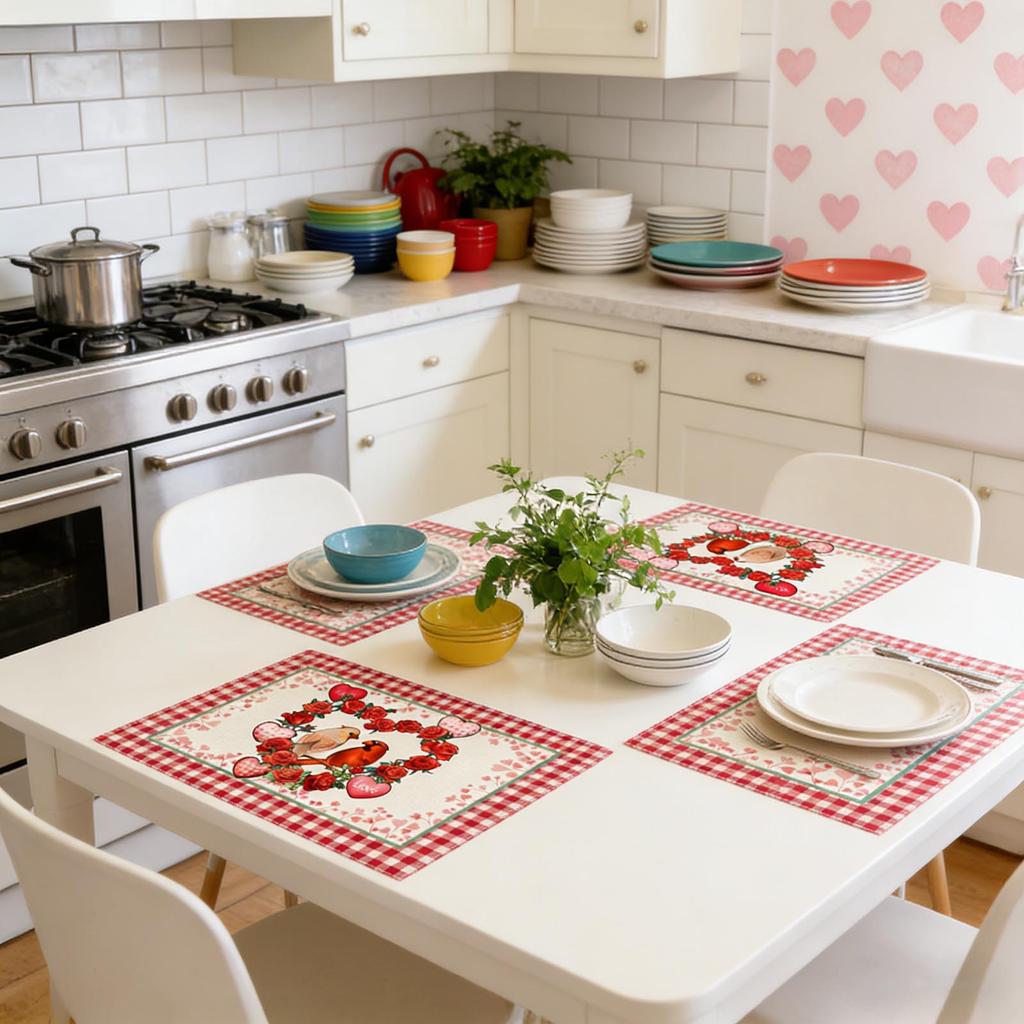 Valentinstag Tischsets, Küchentischdekorationen, Valentinstag Partydekorationen, Jubiläumsdekorationen, Küchen-Tischsets