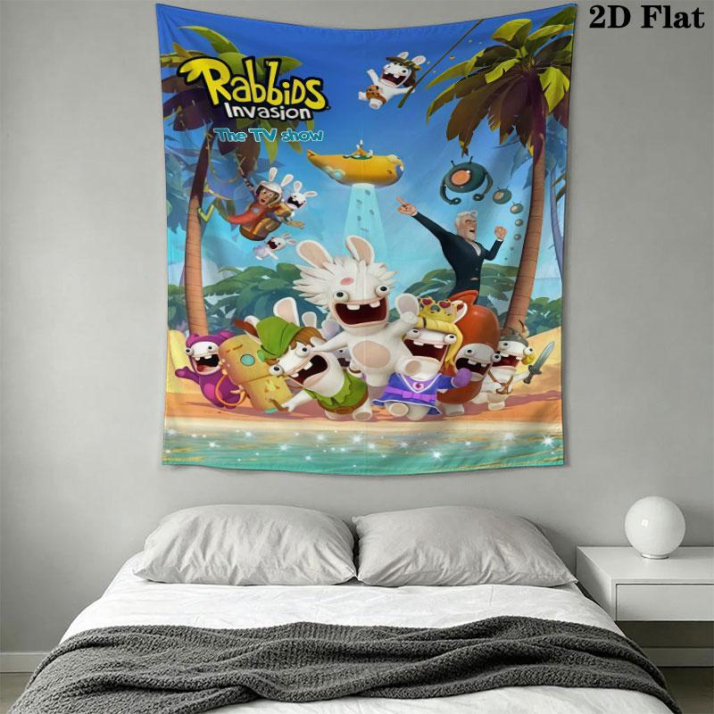 Rabbids Invasion Glow Wall Hanging Printed Fabric Blanket Decorative Tapestries for Bedroom Living Room Home Decor
