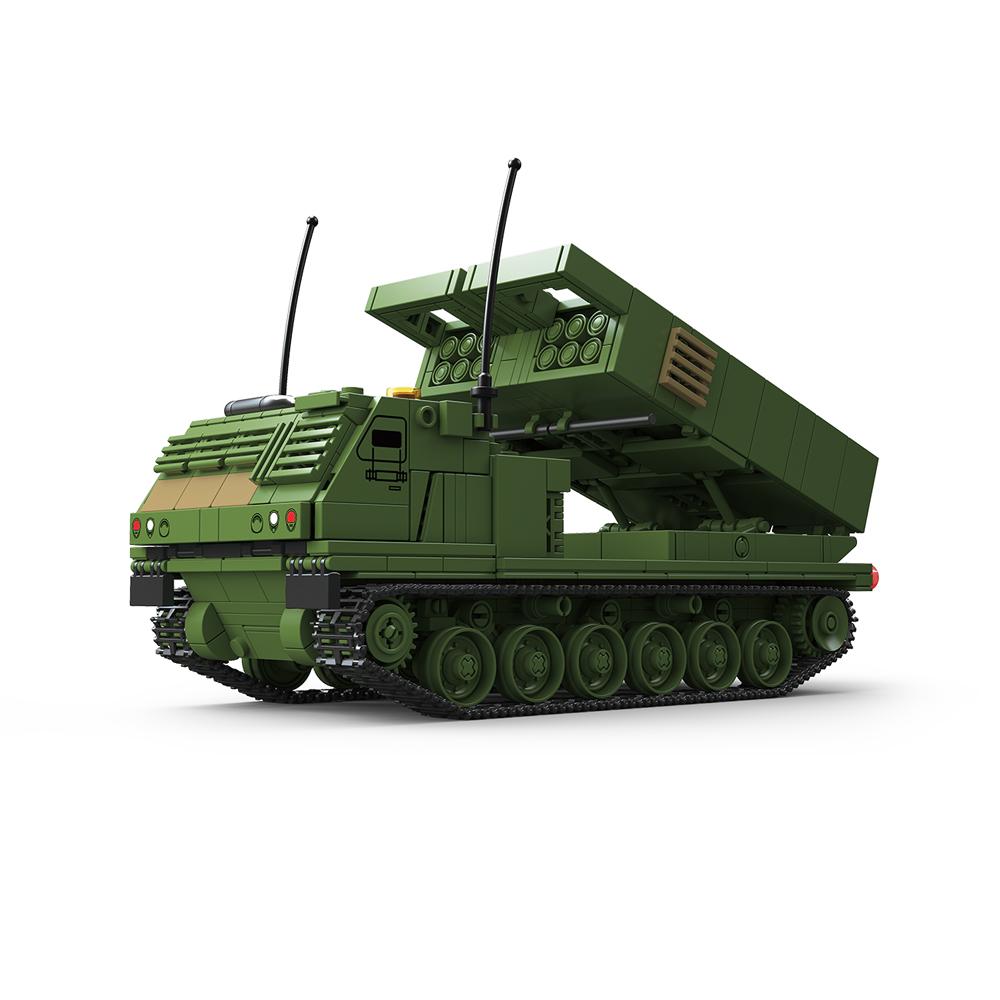 World War Army Military Soldiers M270 Multiple Rocket Launcher Armored Vehicle Building Blocks Bricks Education Model DIY Toy