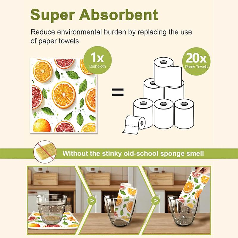 6Pcs Kitchen Swedish Dishcloths Eco-Friendly Reusable Dish Towels Absorbent Biodegradable Cleaning Wipe Soft Washable Dish Rags