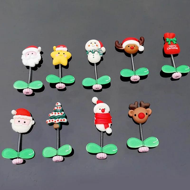 Car Shaking Head Santa Claus Ornaments Center Console Instrument Panel Elk Snowman Christmas Tree Decoration Ornaments for Gift