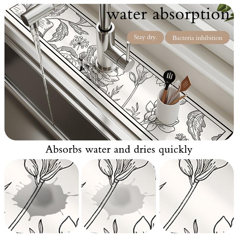 Super Absorbent Sink Faucet Mat Kitchen Diatom Mud Drain Pad Table Mat Toilet Pad Non-slip Anti-mildew Mat Countertop Dining