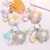 Porte-clés en peluche avec motif de fleur, chaîne de perles colorées et créatives pour filles, joli pendentif pour sac à dos, décoration de sac