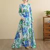 Sukienka bawełniana plus size z długim rękawem w stylu vintage w kwiaty, nowość, dla kobiet, codzienna, luźna, wiosenna, letnia, jesienna