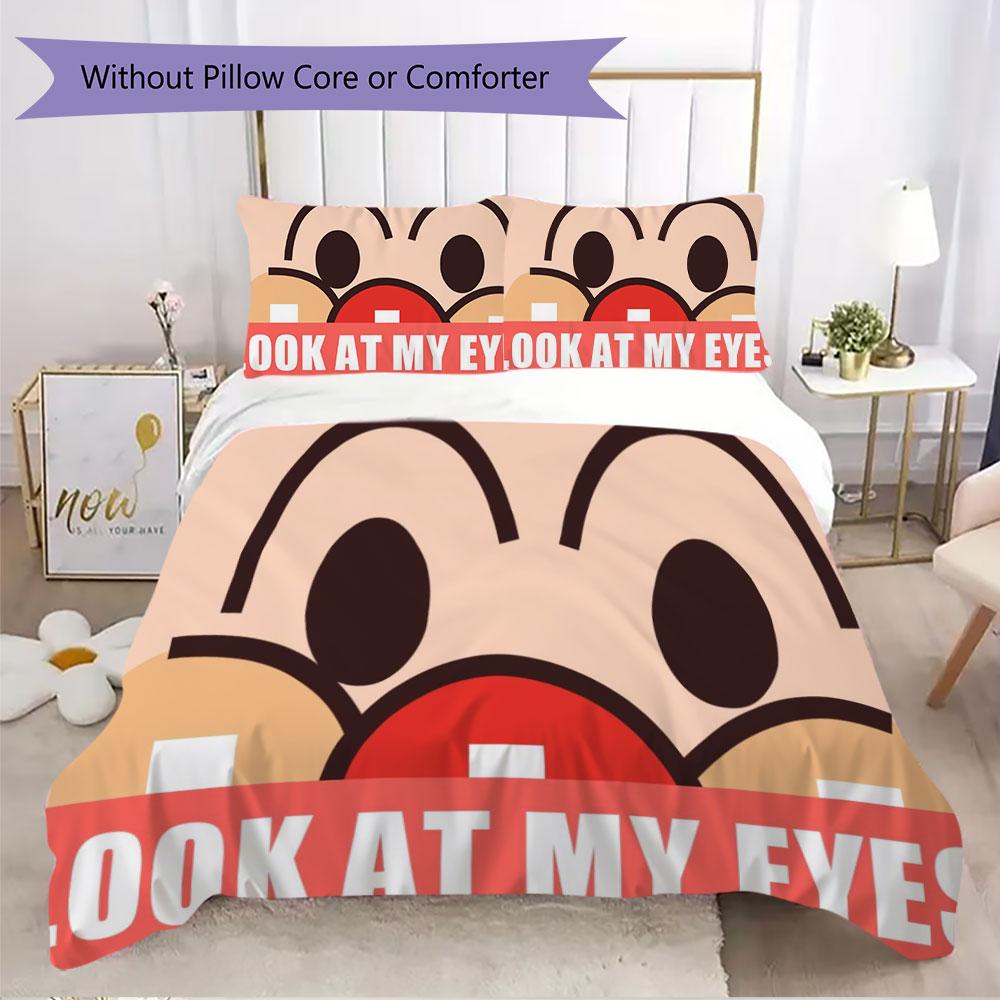 Anpanman Printed Cute Children's Duvet Cover Set, Three-Piece Set(1*Duvet Cover + 2*Pillowcase, Without Core),