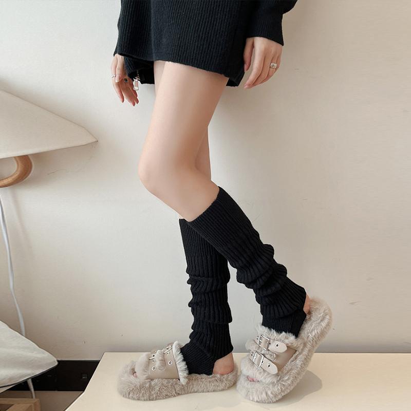 Long Socks For Women Stirrupped Leg Warmers Autumn Winter Over Knee Boot Cuffs Girl Knitted Over-the-calf Leggings Socks
