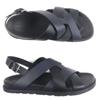 Pristine HERMES Sandals Hercules Black Navy Leather Mens 44 Used