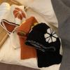 Neck Guard Flower Balaclava Hat Wool Knitted Pullover Hat Casual Ear Protection Hat  Winter/Autumn