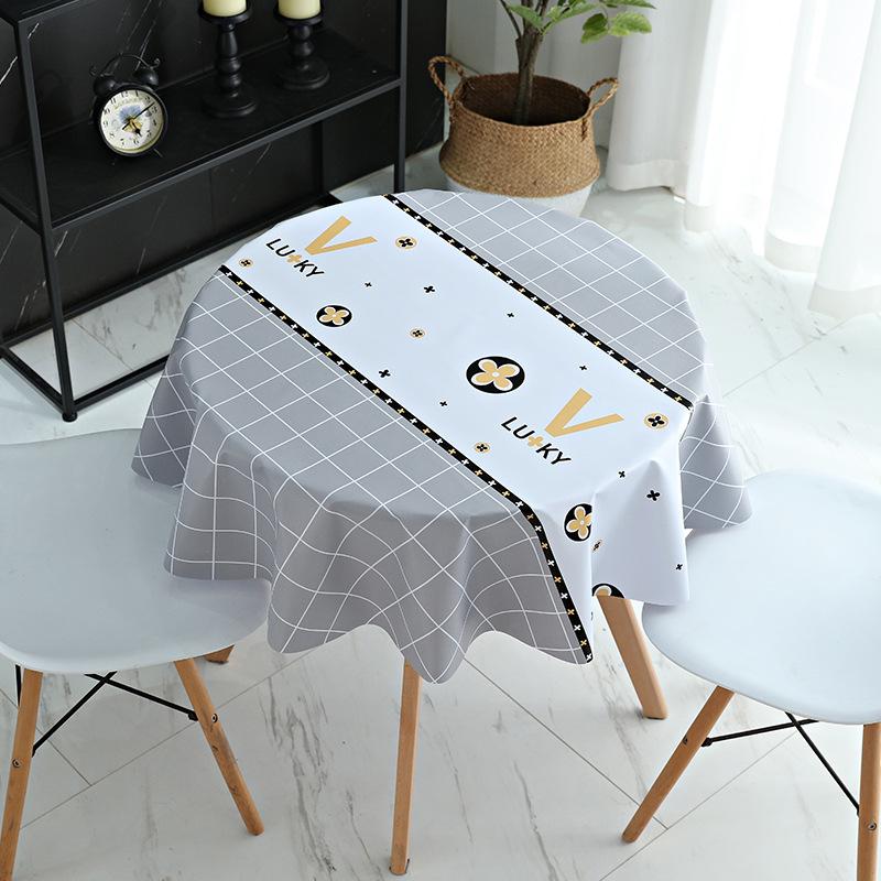 Round Table Tablecloth Pvc Dining Table Cloth Waterproof, Oil-Proof, Anti-Scalding And Leave-In Household Coffee Table Small Round Tablecloth