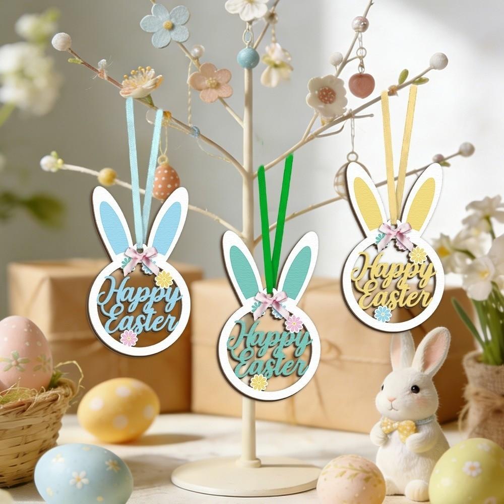 Holz Osterbaum Dekoration Flache Kaninchen Hängende Ornamente Osterhase Anhänger Büro Dekoration