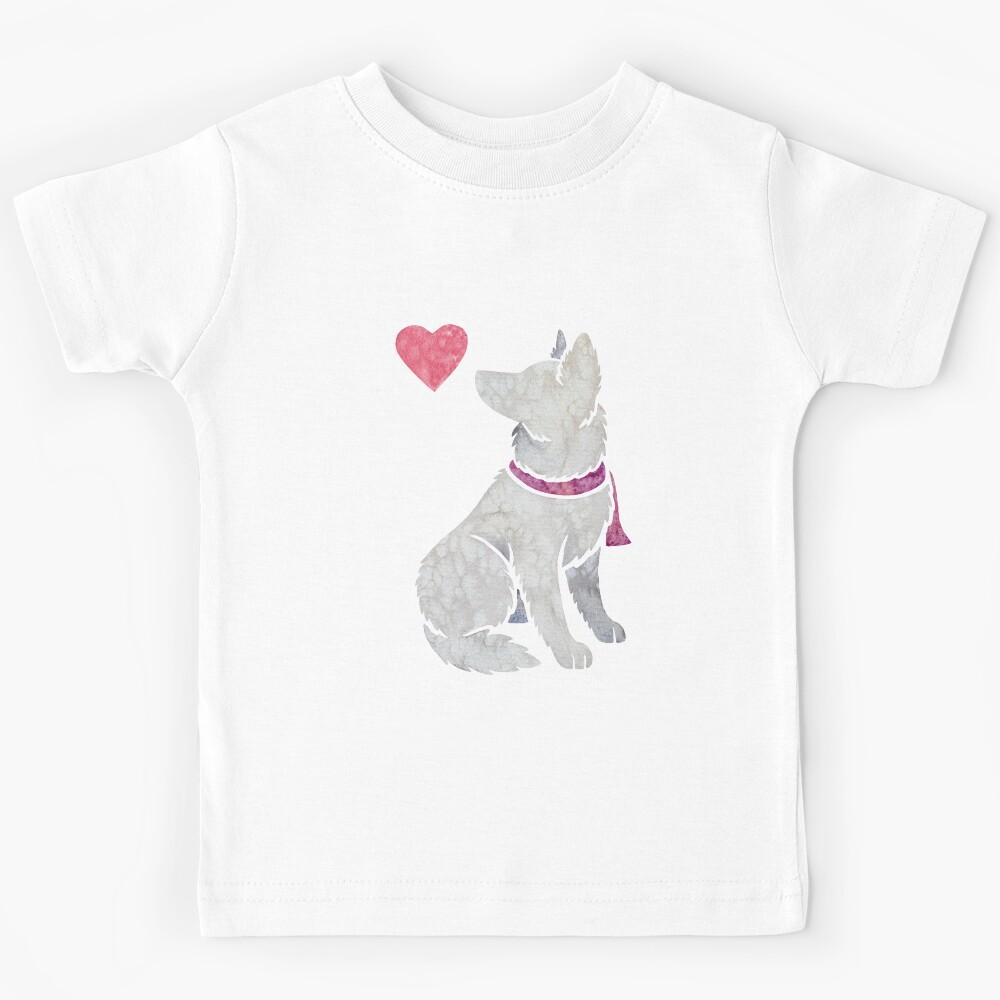 Watercolour Swiss/White Shepherd Kids T-Shirt 130