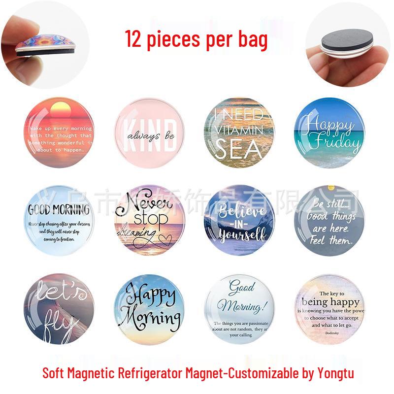 

Набор магнитов на холодильник из хрустального стекла с морским узором, короткое предложение 25mm Magnetic Refrigerator Magnet