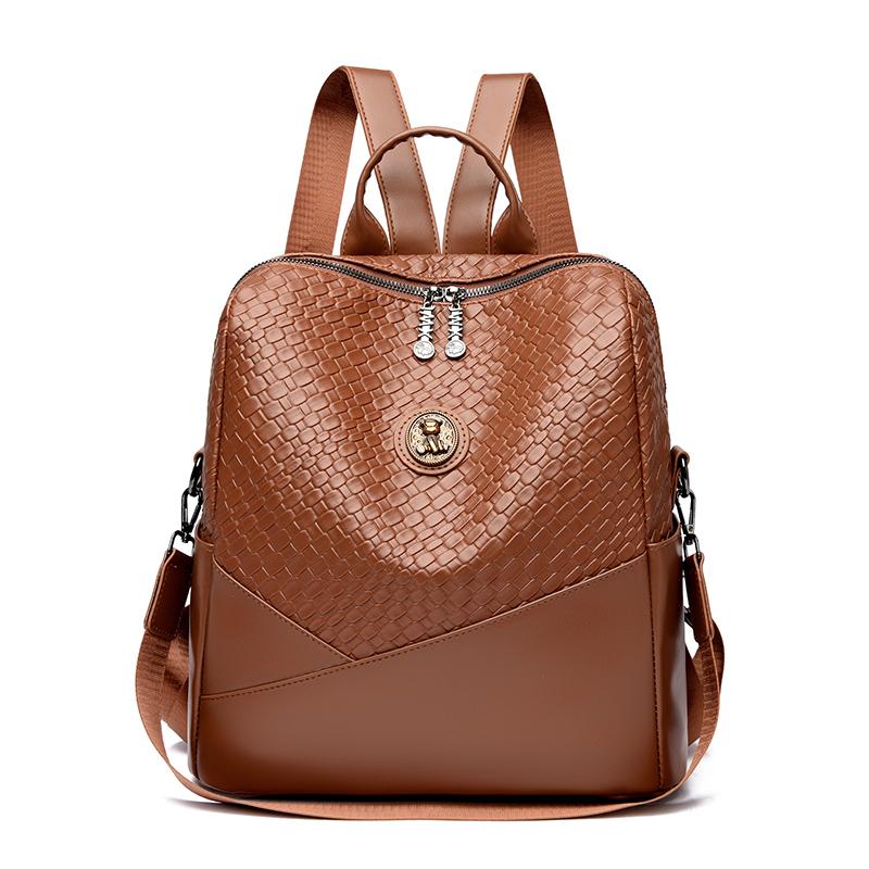 Women's Backpack PU Soft Leather Large Capacity Backpack Travel Bag