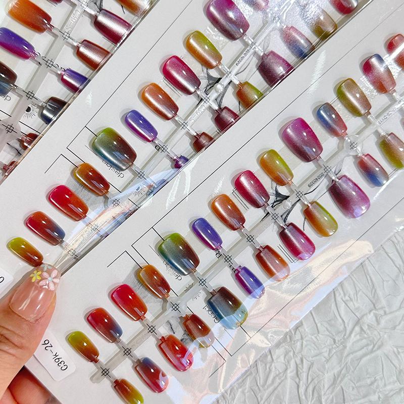 

30 шт. Накладные ногти Радужные цвета Стиль Градиент Количество кодов Накладные Полное покрытие Искусственные Накладные ногти Не нужно подпиливать Накладные