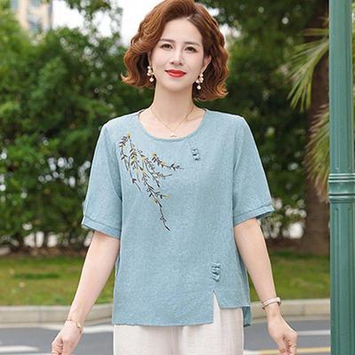 Women's Casual Summer Short-Sleeve Loose T-Shirt for Middle-Aged & Elderly