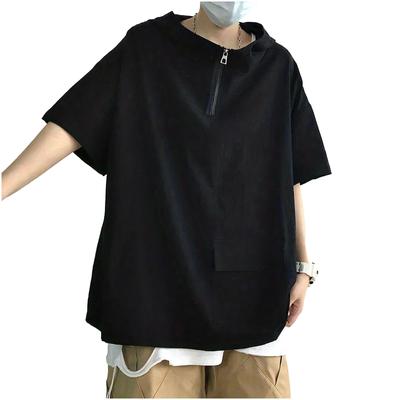 Bluza z kapturem z krótkim rękawem w dużym rozmiarze Cienka bluza z kapturem na zamek Luźna bluza z kapturem na zamek Street Casual Gładka Stylowa bluza z kapturem Outdoor na zamek Cool Korean Street Style