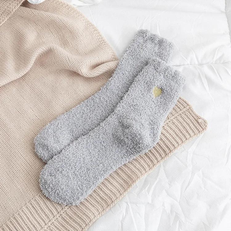 Coral Fleece Socks for Autumn Winter Caring Home Floor Socks Sleeping Socks Half Flannel Women Middle Tube Socks Warm and Thick