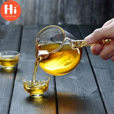 Merhaba Isıya Dayanıklı Çay Fincanı Cam Altın Yaprak Kolu Kung Fu Adil Fincan Drinkware Şeffaf Çay Dağıtıcı
